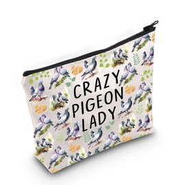 PLITI Pigeon Gifts Pigeon Themed Gifts Pigeon Lover Gift Crazy Pigeon Lady Makeup Bag for Bird Lover Zipper Pouch (Crazy Pigeon bagCA)