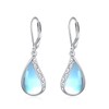 POPLYKE Tear Larimar Moonstone Leverback Earrings for Women Sterling Silver