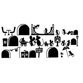 Yiteng Wallpaper Wall Sticker Super Cute 3D Wallpaper Sticker Stylish Waterproof Wall Sticker Wall Decor Interior Mouse Pattern Stairs