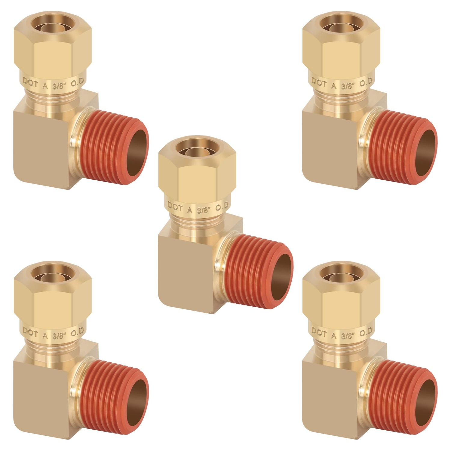 HASAOMOI 5PCS 3/8" Tube OD x 3/8" NPT Thread Connect Fittings Brass 90 ...