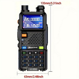 BAOFENG Radio 5RM Walkie Talkies, USB Charging 10W Ham Radio Long Range Handheld, Rechargeable Walkie Talkies for Communication, UV5R, Two Way Radio, NOAA Weather Receiver - Color: Black * 2, Specification: 10W