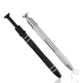 Nivofu 2 Pcs Piercing Ball Grabber, 4-Claw Diamond Holder Pick Up Tool, Prong Tweezer, Pick Up Tool for Small Parts, Jewelry, Gem
