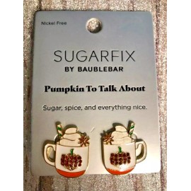 BaubleBar Sugarfix  Earrings ' Pumpkin to Talk About'  Spice Latte Mug NEW
