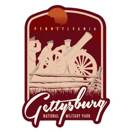 Die Cut Sticker Gettysburg National Military Park, Pennsylvania, Soldiers and Cannons, Vinyl Sticker, (Waterproof Decal for Cars, Water Bottles, Laptops, Coolers), Large