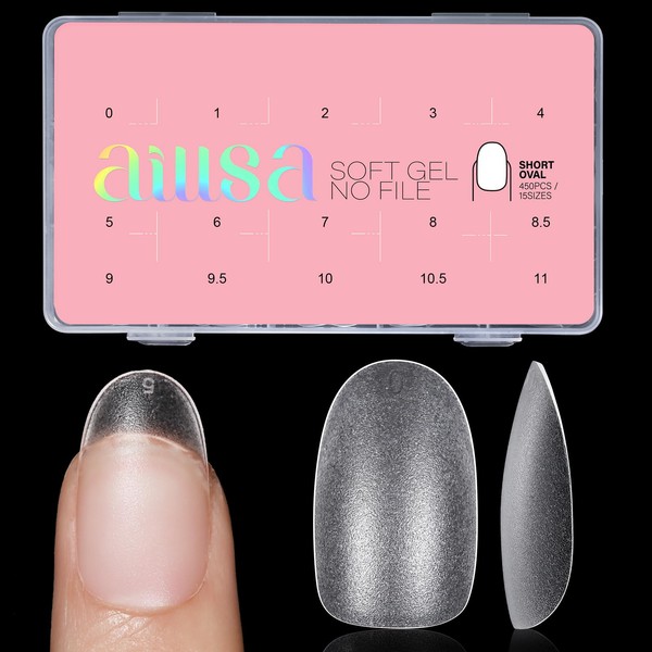 AILLSA Nail Tips - Semi Oval Soft Gel Tips 450PCS