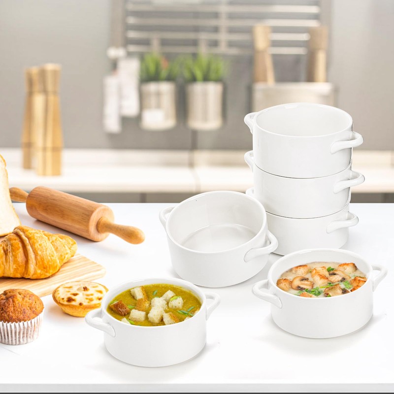 SOUJOY 6 Pack French Onion Soup Bowls, 22Oz Porcelain Serving