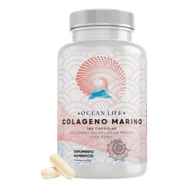 Colágeno Marino 100% Puro 180 Cápsulas 500mg Cu Ocean Life Sabor Neutro