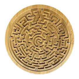 INTELLIGAMES. Round Wooden Maze. Labyrinth Puzzle. Educational Brain Teaser. Table Decoration. (10 Inch)