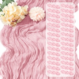 30 Pack Light Pink Cheesecloth Table Runner 17 x 108 inch Cheese Cloth Table Runners 9ft Pink Table Runner Rustic Romantic Sheer Gauze Runner for Wedding Party Baby Shower Table Decoration