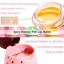 Bee Propolis Aloe Vera Lip Balm - Soothing Lip Sleeping Mask for Dry, Irritated Lips | Aloe Extract & Propolis | Moisturizing, Exfoliating Lip Treatment in Honey Pot Packaging