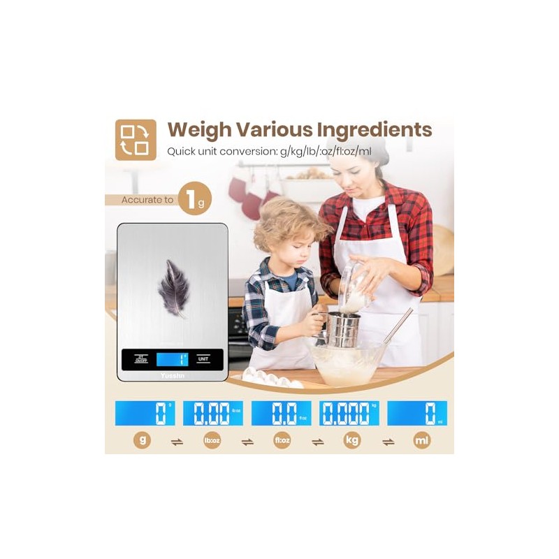 Food Scale, 11lb Kitchen Scale with 0.05oz/1g Precision, 6 Units