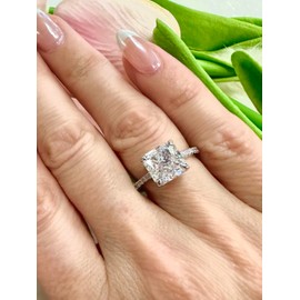 Engagement Promise Diamond Rings for Women - 1.5 Carat D Color VVS1 Princess Cut Crushed Ice Diamond, S925 Sterling Silver Rings 18K Gold Plated Women's Wedding Rings Promise Ring for Her, Ideal Gift