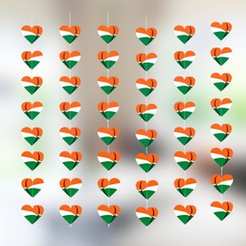 DIGI ART'S Heart Hanging 3D Frills Garland Tri Color for 15 August | Independence Day Decoration | Pack of 6 Pc | Multicolor.