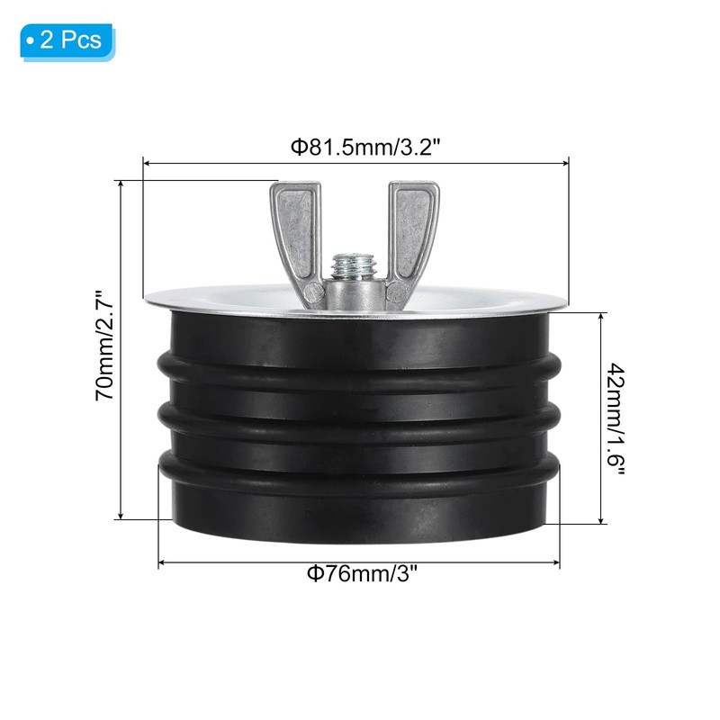 PATIKIL 3 Inch Sewer Cleanout Cap, 2 Pcs Steel Mechanical