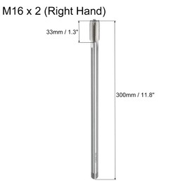 uxcell Metric Thread Tap M16 x 2 H2 300mm Extra Long Straight Flute Screw Thread Milling Machine Taps Threading Tapping Repair Tool