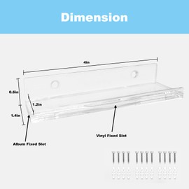 Vinyl Record Holder Storage Wall Mount Shelves, Clear Acrylic CD Rack Record Music Album Shelf 8 Pack for Wall Decor Display Kids Bookshelf Magazine Rack Picture Ledge Bedroom Living Room Kitchen