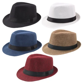 Ultrafun 5 Pack Short Brim Fedora Classic Summer Beach Sun Hat Panama Cap for Men Women