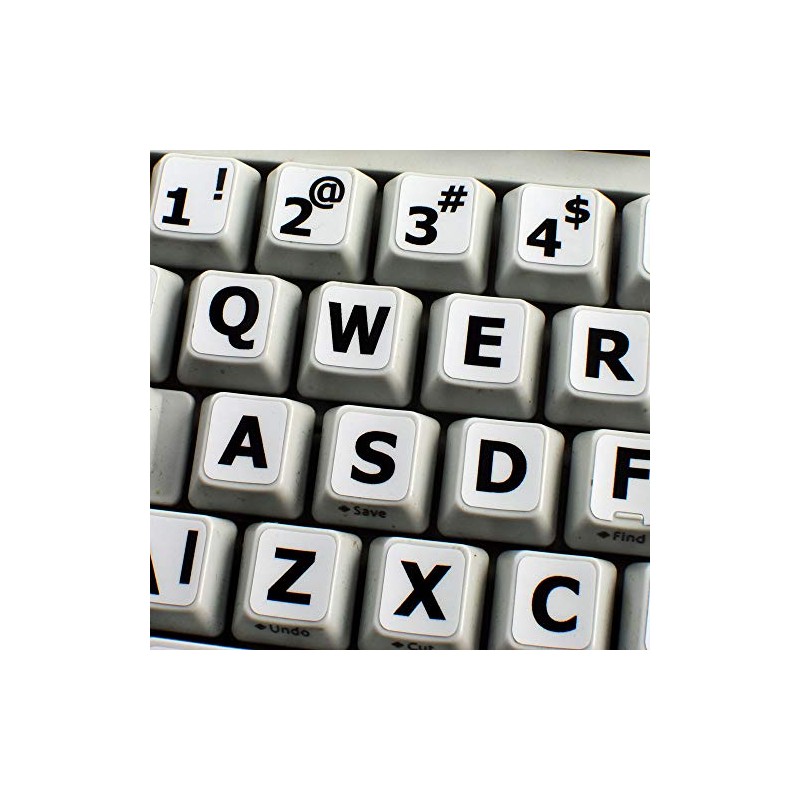 ENGLISH US LARGE LETTERING KEYBOARD STICKERS (UPPER CASE) WHITE BACKGROUND