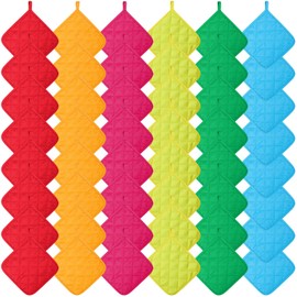 Bokon 48 Pcs Pot Holders for Kitchen, Multicolor Potholders Sets, Heat Resistant Cotton Hot Pad Oven Mitts Trivet with Hanging Loops for Baking Cooking