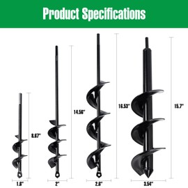 DEEGETEL Auger Drill Bit for Planting 4 Pack, Garden Ground Earth Spiral 3/8" Hex Drive Drill, Easy Bulb Post Hole Digger Flowers, Metal Bedding Digging Plant Rapid Planter Tool