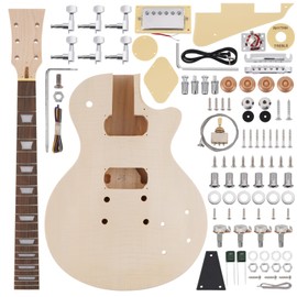 ZEFF DIY Electric Guitar Kit with Basswood Body,6 Strings Electric Guitar Kits W/Maple Neck, Rosewood Fretboard, H-H Pickups, All Accessories Included,Adjustable Bridge System