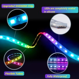 Battery Operated Marine Submersible Boat Lights Strip, 2 Pcs 4FT 9V IP68 RGB Kayak Paddleboard Light, Boat Interior Deck Courtesy Light, Golf Cart Canopy Roof Underglow Lights