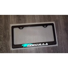 Godzilla GTR (Reflective) Green Godzilla GTR 100% Carbon Fiber License Plate Frame Premium