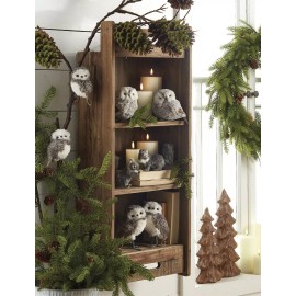 RAZ Imports NEW!~RAZ Imports~4.5" Faux Fur Brown & White Feathered Owl~Set of 2~Christmas