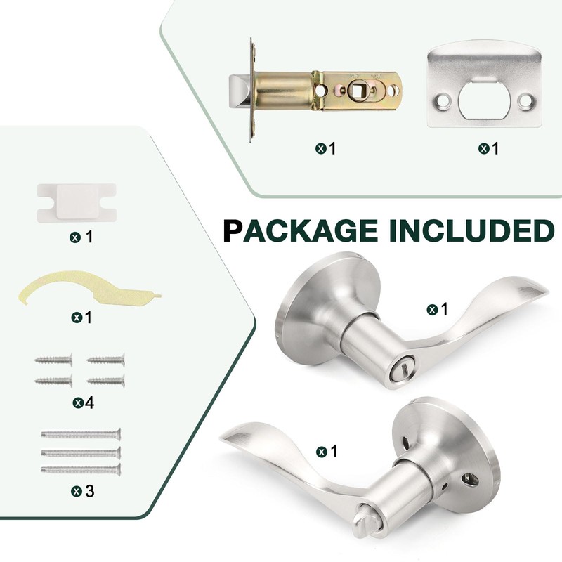 GOBEKOR 4 Pack Privacy Door Levers Brushed Nickel Privacy Door