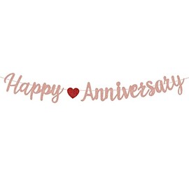 QYCX 1Pcs Anniversary Banner Happy Anniversary Banner Anniversary Party Decorations Glitter Happy Anniversary Banner Milestone Anniversary Party Decorations Rose Gold Banner for Wedding Anniversary Party Decorations Happy Anniversary Party Decorations We