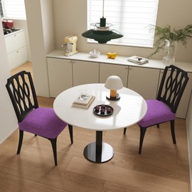 Lawalon Elastic Dining Chair Seat Covers (Purple, Set of 2), Stretch Slipcovers with Bumpy Texture, Waterproof and Washable Seat Protectors for Dining Room or Kitchen Chairs
