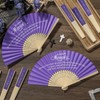25 Pack Funeral Favors for Guests Handheld Paper Fans, Purple