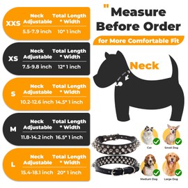 PETCARE Spiked Dog Collar Black Soft Pu Leather Funny Mushrooms Rivet Spike Studded Puppy Collar Adjustable Outdoor Pet Dog Collar for Small Medium Large Dogs Cats Chihuahua Pug Pit Bull Dog Collars