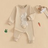 Baby Girl Boy Easter Outfit Bunny Embroidery Romper with Pompom