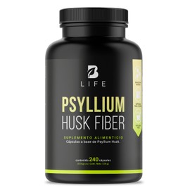 Fibra de Psyllium Husk (Plantago Ovata) 240 Cápsulas 2000 mg por porción. Ingredientes Naturales. Psyllium Husk Fiber B Life