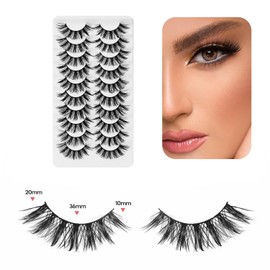 False Eyelashes Natural Voluminous Fluffy Eyelash Wispy Daily Look, 10mm/20mm, Cat Eyes Lash Fox Eyes Lashes Reusable Eyelash (Wispy Fox Eyes)