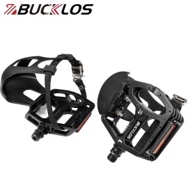 BUCKLOS Bicycle Road Bike Toe Cage Toe Clip Pedals Strap 9/16" for Exercise Bike