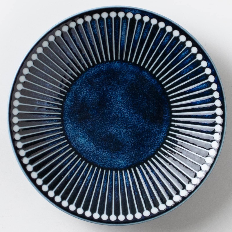 Minoru Pottery Mino Ware Albee 145 Plate, Navy, Set of
