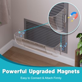 Chiligent 4 Pack Transparent Adjustable Air Vent Deflector, Magnetic Heat and AC Deflector, Freely Adjust Between 10" to 14", Vent Cover for Ceiling, Floor, Sidewall Registers, Easy to Install