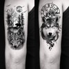 Oottati 8 Sheets Wolf Taichi Totem Skull Moon Forest Flower