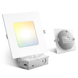 Amico 1 Pack 6 Inch Ultra-Thin LED Square Recessed Light with Junction Box, 1050LM Brightness, 12W, ETL&FCC