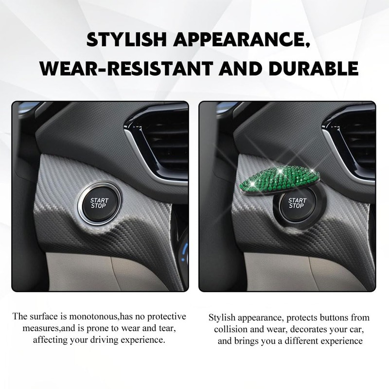 Rebvugr Bling Car Push to Start Button Cover, Switch Button