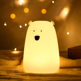 ZKLiLi Night Light Children Night Light Baby Decoration, 7 Colours Night Light Baby Care Light Dimmable, Bear Decoration Baby Room Decoration Children's Night Light Baby Night Light (Big White Bear)