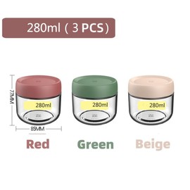 Eidoct 3-Pack 10oz Glass Jar with Screw Lid Leakproof Overnight Oats Container, Yogurt Jars, Oatmeal Salad Jars, for Cereals Milk Fruit Condiment Dressing, 3 Colors (3-Pack 280ml)