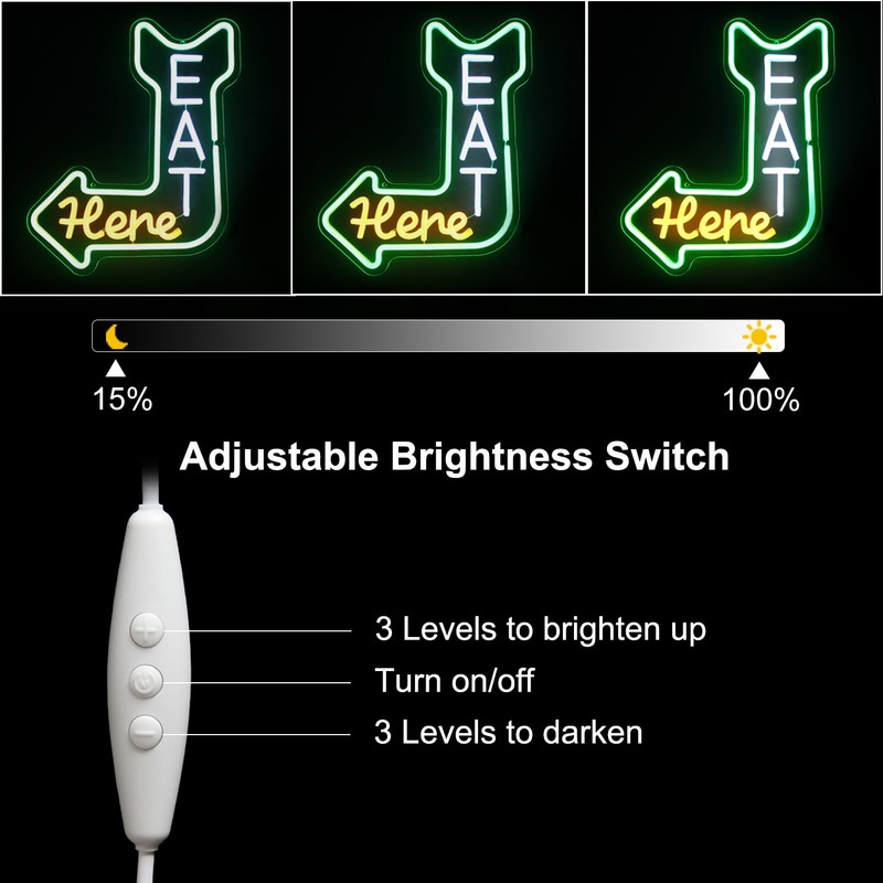 Eat Here Neon Sign Kitchen Neon Signs for Wall Decor
