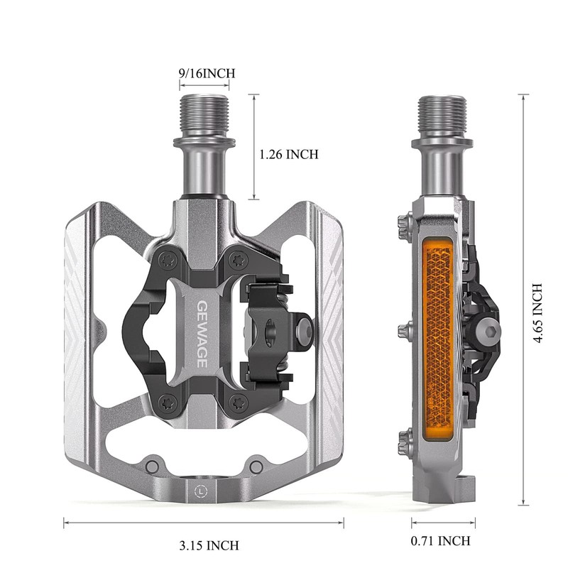 GEWAGE SPD Bicycle Pedals, 2-in-1 Double Function Flat and SPD