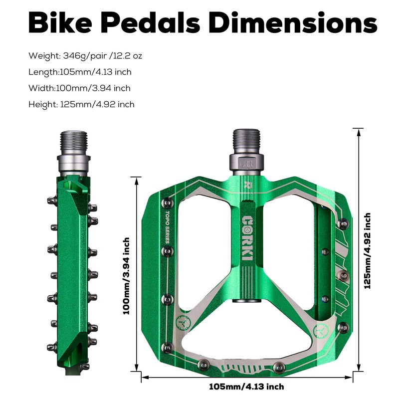 Corki Cycles Bicycle Pedal Oversized Flat Mountain Bike Pedal, Aluminum