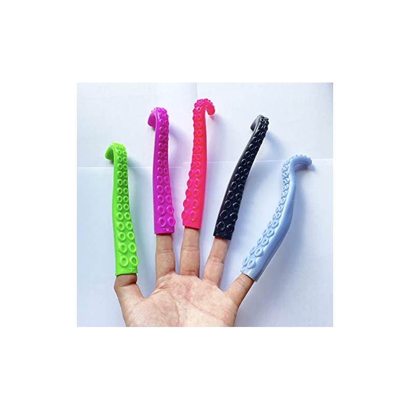 Carykon 10 Pcs Octopus Tentacle Finger Puppets, Assorted Color