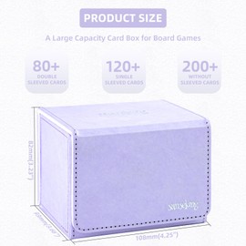 Sanseking Card Deck Box for MTG Commander Deck Box Fits 100+ Individually Shrink-Wrapped Cards, DuPont Tyvek Card Box, Magic Card Boxes for MTG TCG CCG (Horizontal, Light Purple)