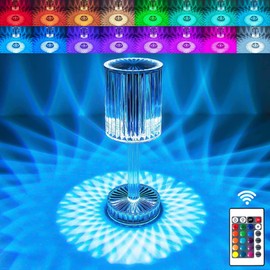 Ausolee LED Table Lamp Made of Crystal, Crystal Diamond Bedside Lamp Touch and Dimmable [16 Colours & 4 Modes] with Remote Control, RGB Colour Changing Night Light for Bedroom, Restaurant, Living Room